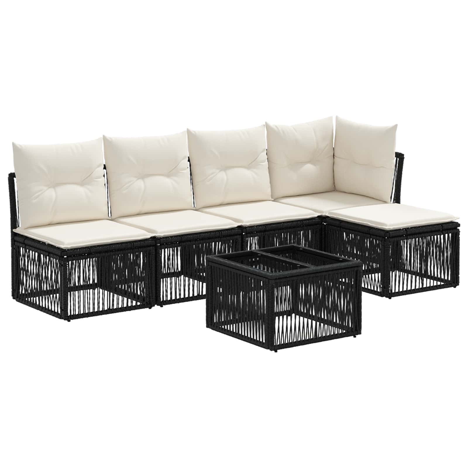 Set Divano da Giardino 6 pcs Nero polyrattan | homemem39
