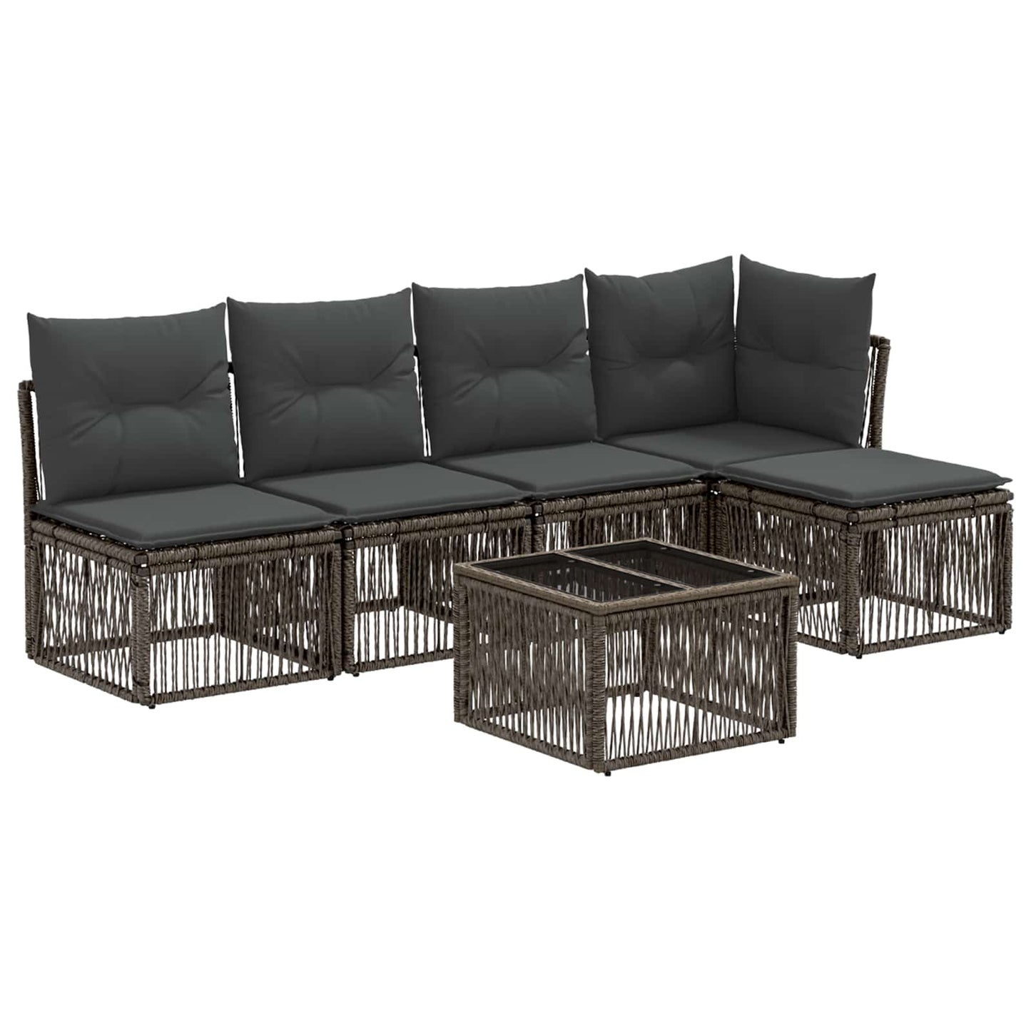 Set Divano da Giardino 6 pcs Grigio polyrattan | homemem39