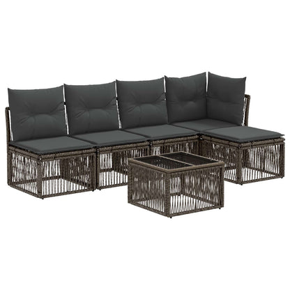 Set Divano da Giardino 6 pcs Grigio polyrattan | homemem39