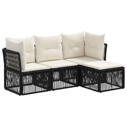 Set Divano da Giardino 4 pcs Nero polyrattan | homemem39
