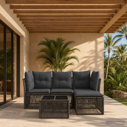 Set Divano da Giardino 5 pcs Grigio polyrattan | homemem39
