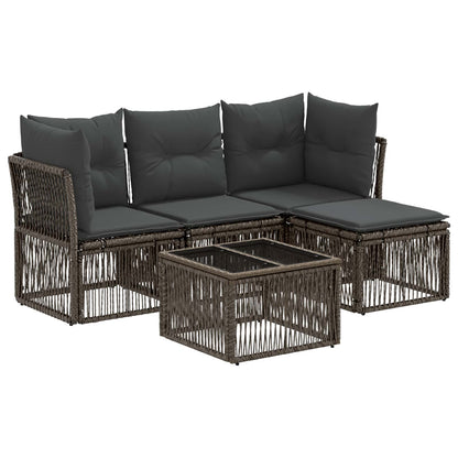 Set Divano da Giardino 5 pcs Grigio polyrattan | homemem39