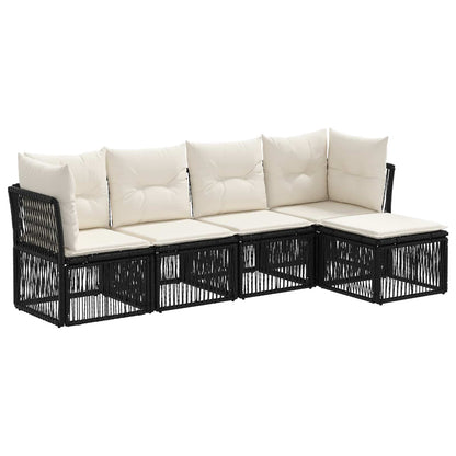 Set Divano da Giardino 5 pcs Nero polyrattan | homemem39
