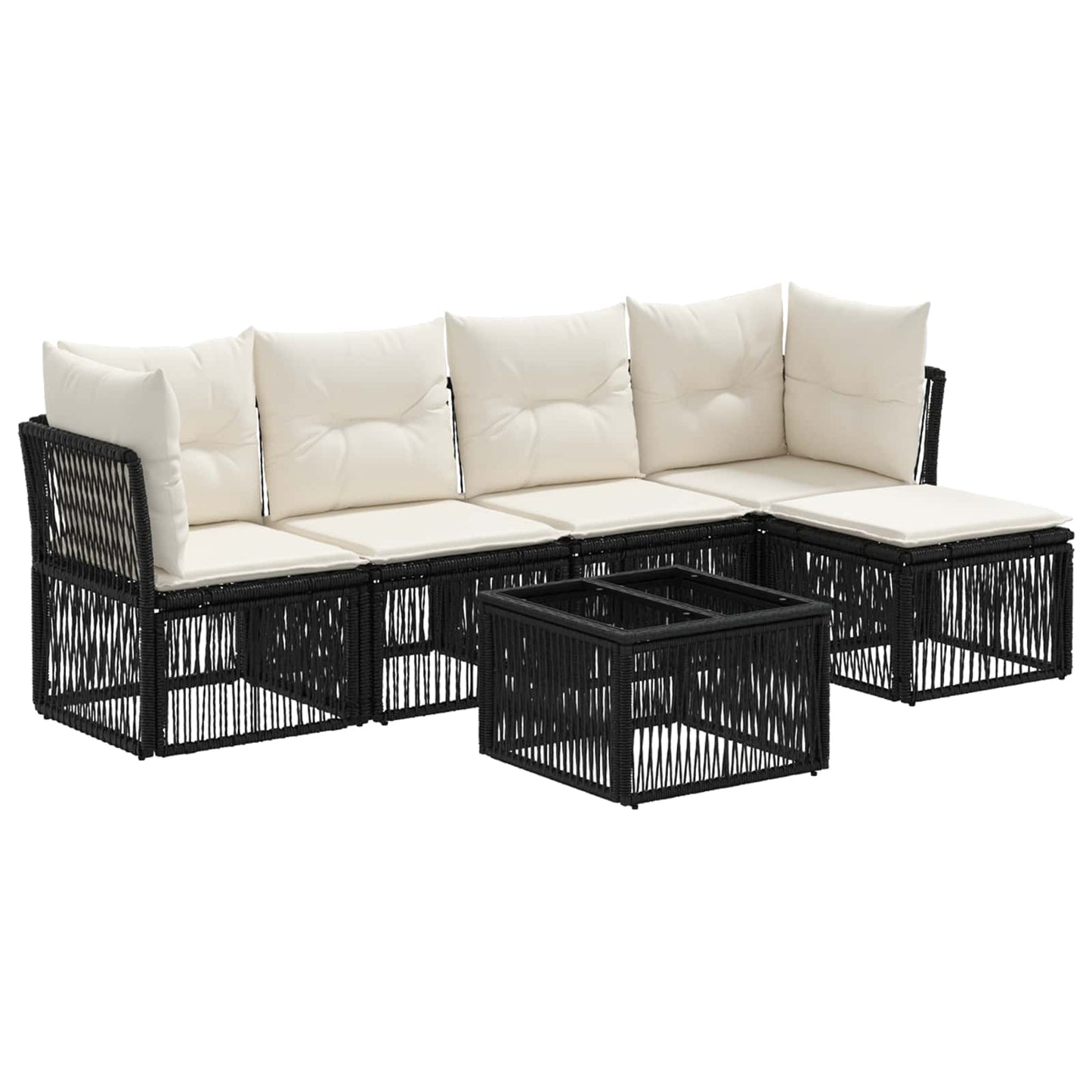 Set Divano da Giardino 6 pcs Nero polyrattan | homemem39