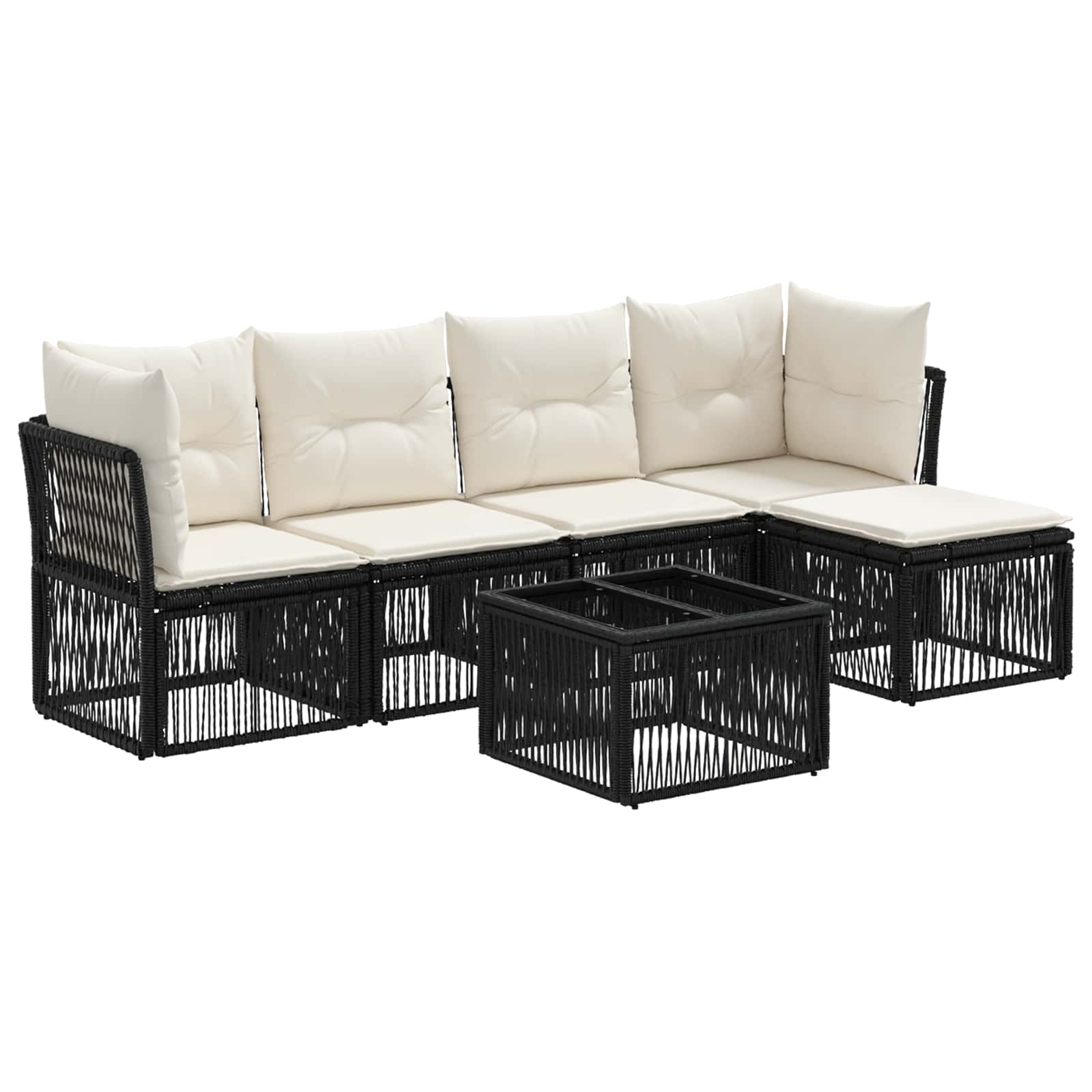 Set Divano da Giardino 6 pcs Nero polyrattan | homemem39