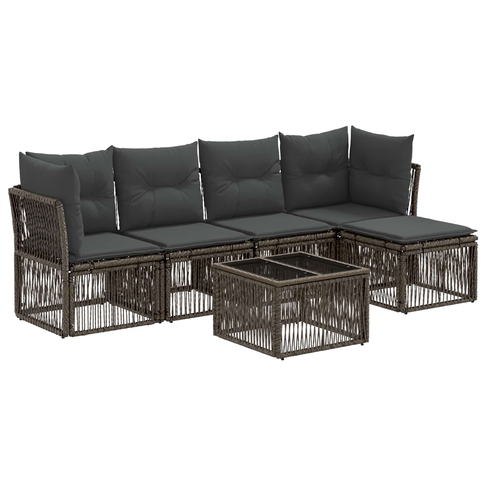 Set Divano da Giardino 6 pcs Grigio polyrattan | homemem39
