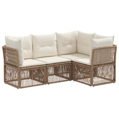 Set Divano da Giardino 4 pcs Beige polyrattan | homemem39