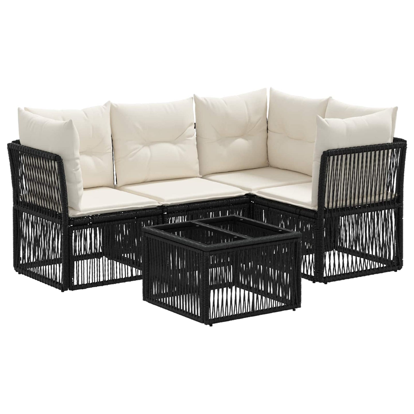 Set Divano da Giardino 5 pcs Nero polyrattan | homemem39