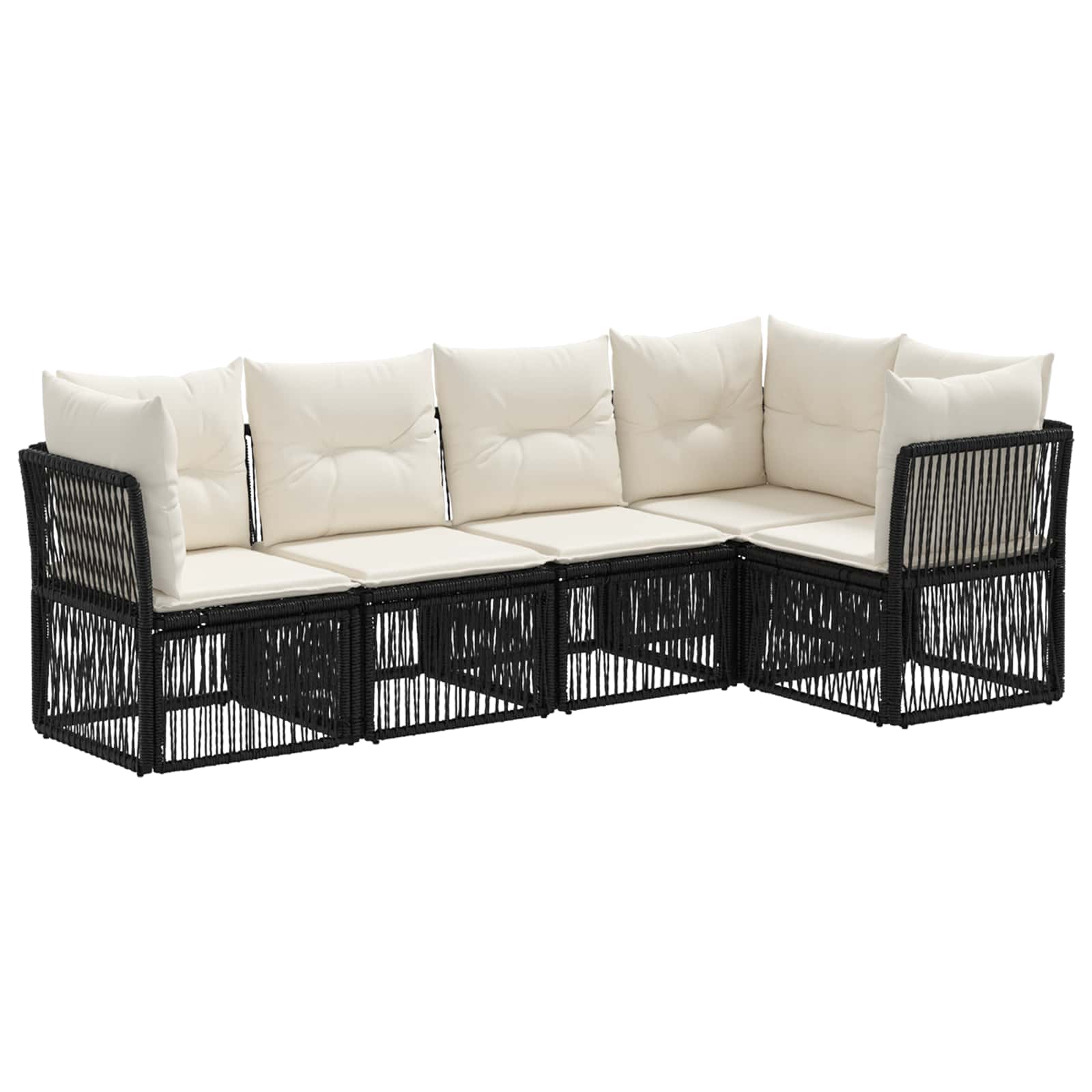 Set Divano da Giardino 5 pcs Nero polyrattan | homemem39