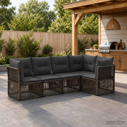 Set Divano da Giardino 5 pcs Grigio polyrattan | homemem39