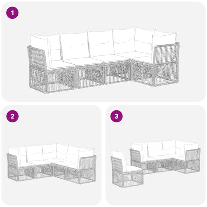 Set Divano da Giardino 5 pcs Grigio polyrattan | homemem39