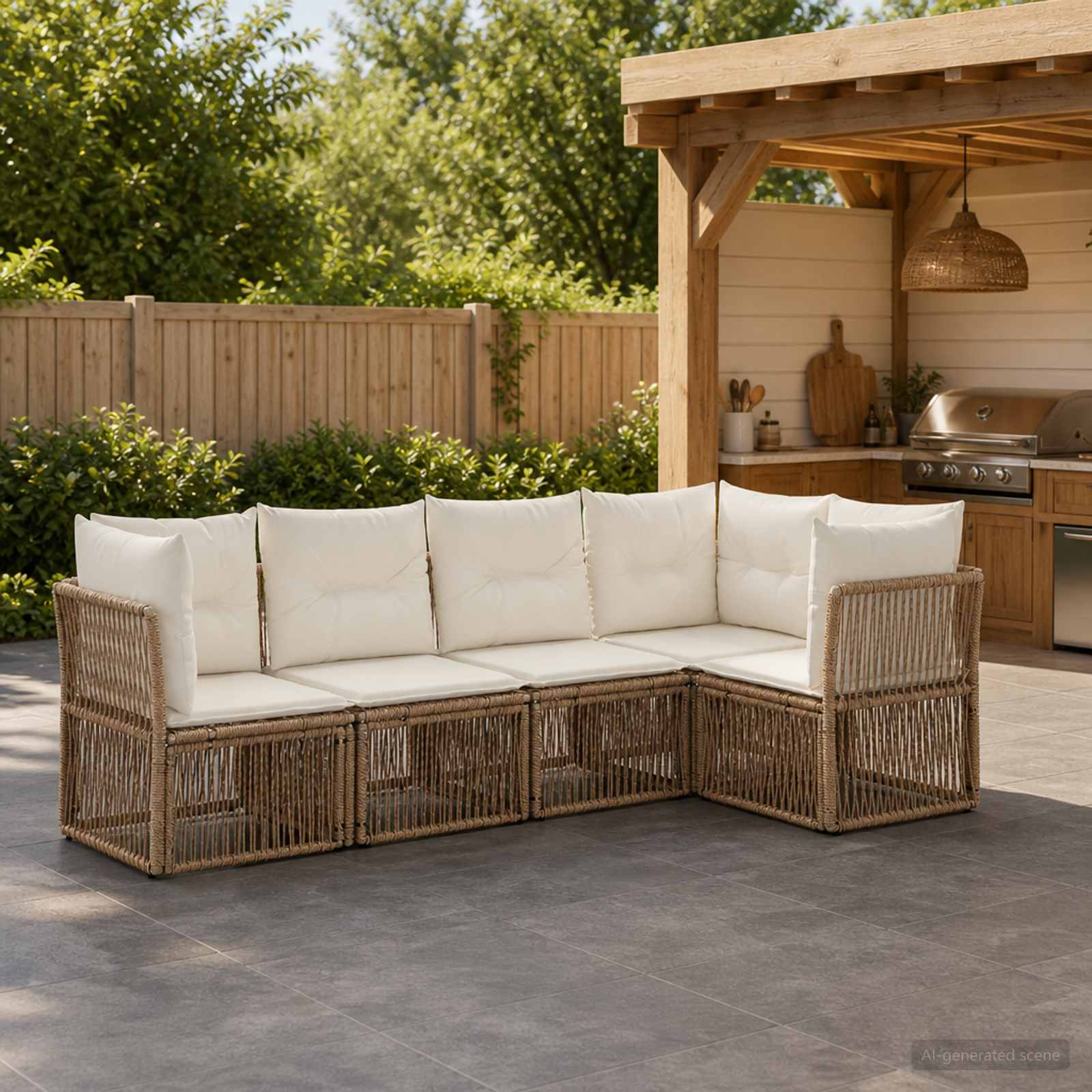 Set Divano da Giardino 5 pcs Beige polyrattan | homemem39