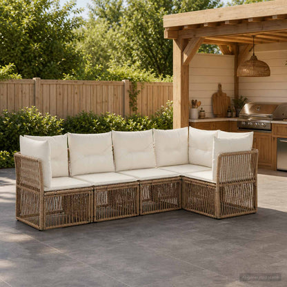 Set Divano da Giardino 5 pcs Beige polyrattan | homemem39