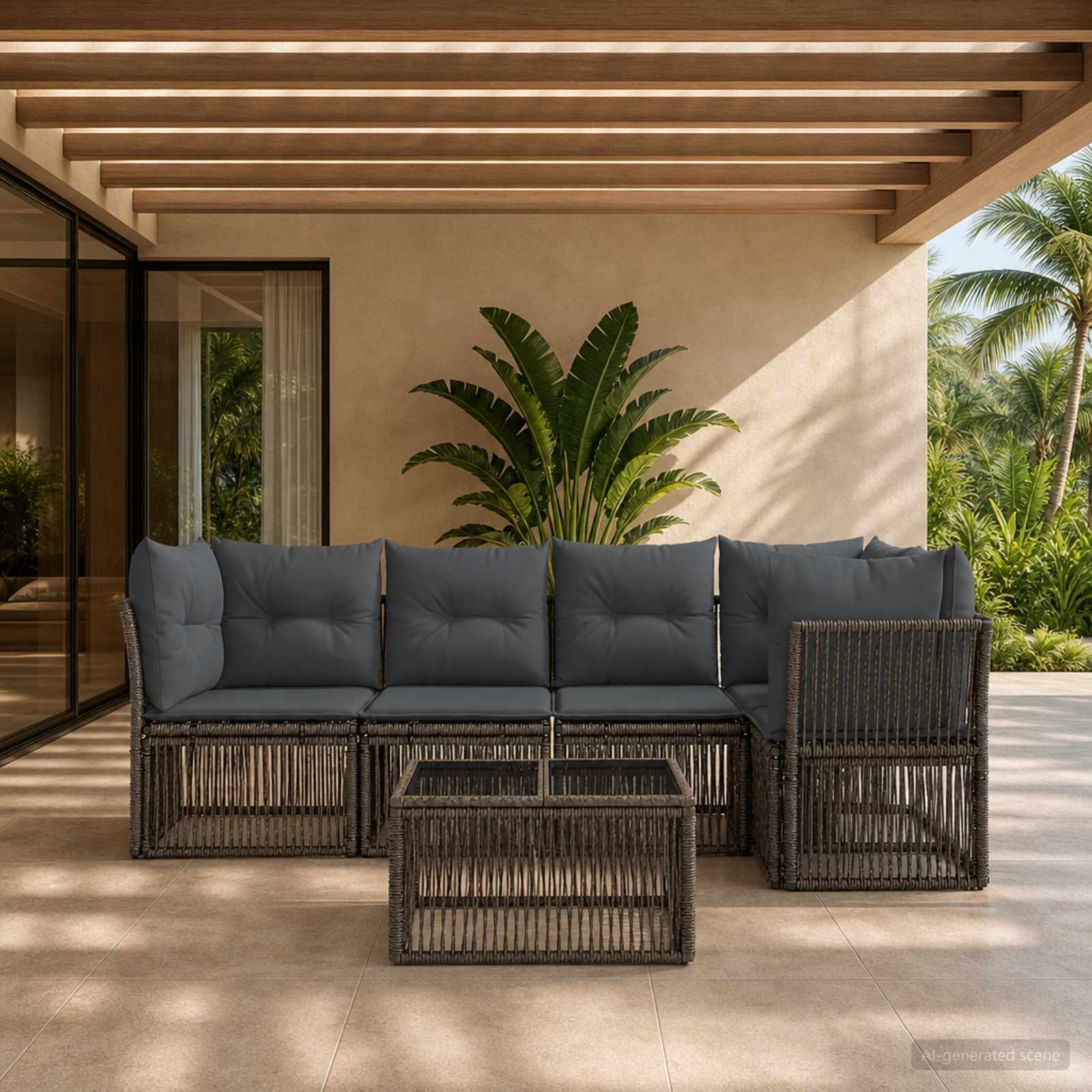 Set Divano da Giardino 6 pcs Grigio polyrattan | homemem39