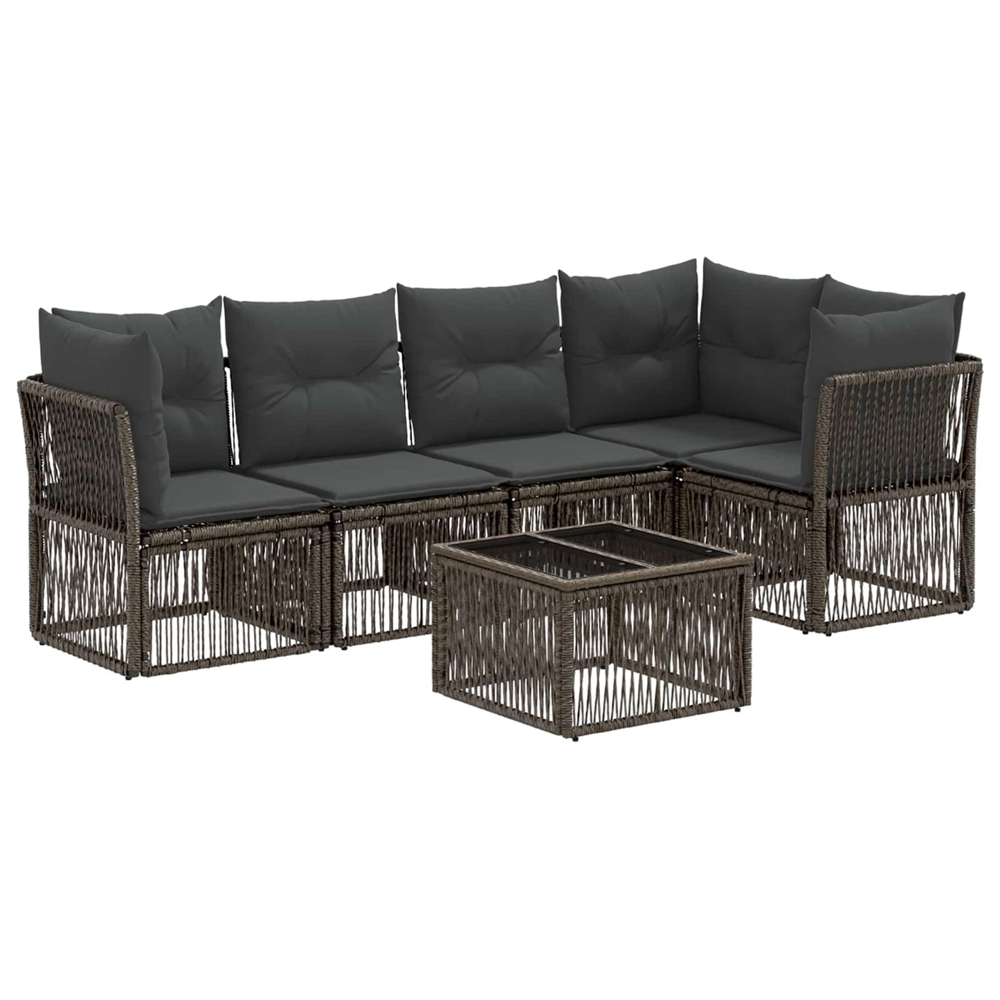 Set Divano da Giardino 6 pcs Grigio polyrattan | homemem39