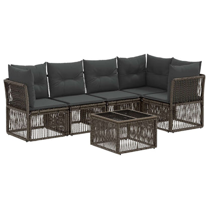 Set Divano da Giardino 6 pcs Grigio polyrattan | homemem39