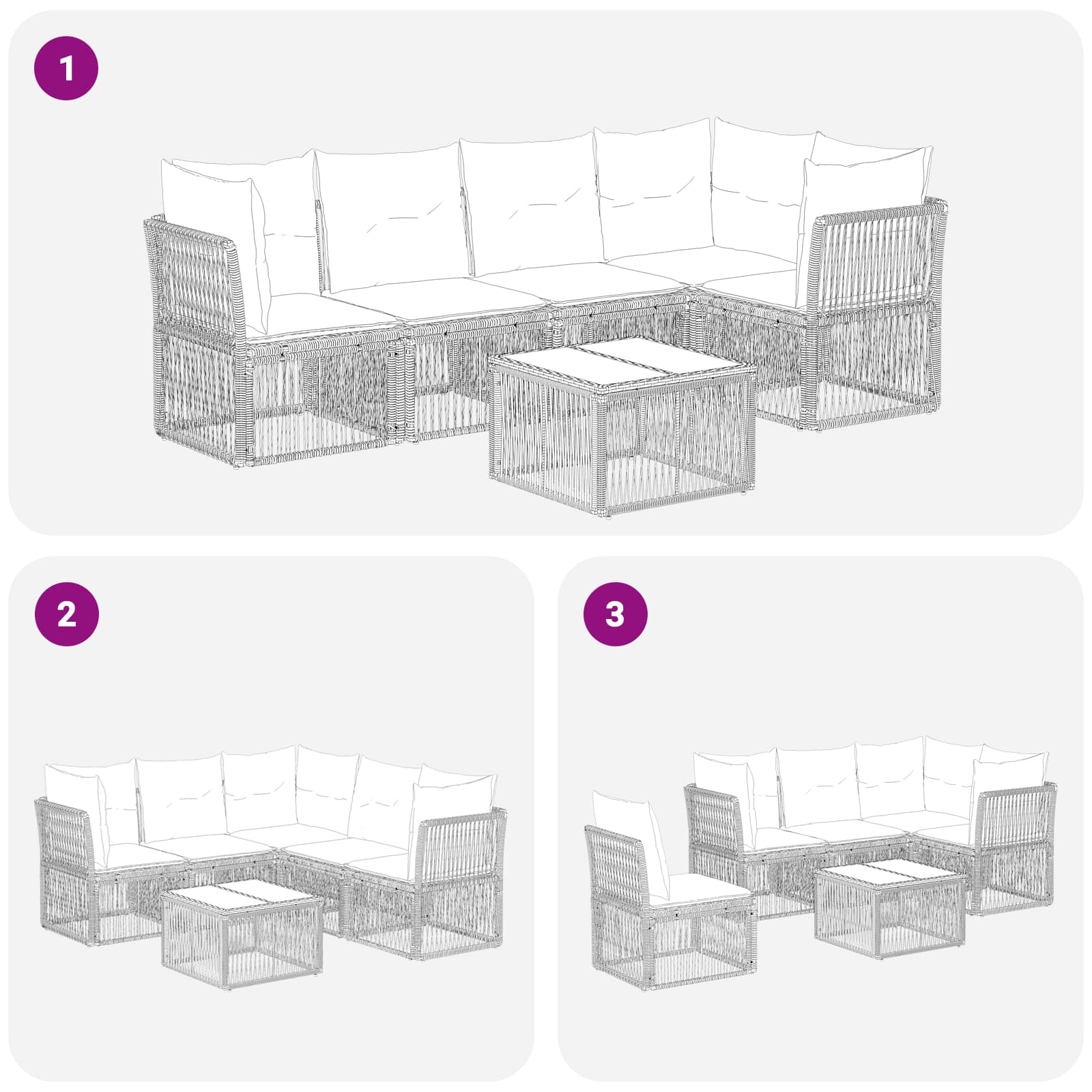 Set Divano da Giardino 6 pcs Grigio polyrattan | homemem39