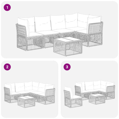 Set Divano da Giardino 6 pcs Beige polyrattan | homemem39