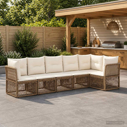 Set Divano da Giardino 6 pcs Beige polyrattan | homemem39