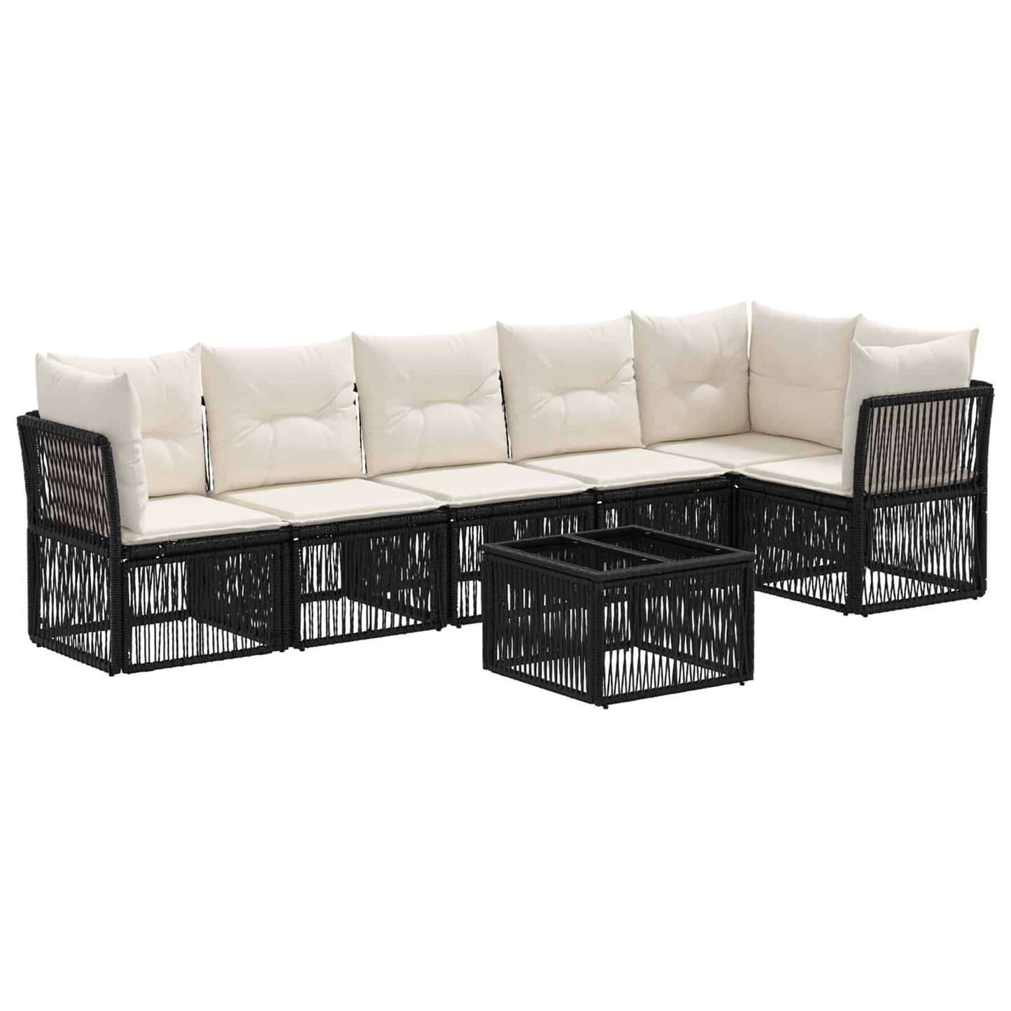 Set Divano da Giardino 7 pcs Nero polyrattan | homemem39