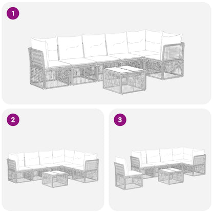 Set Divano da Giardino 7 pcs Nero polyrattan | homemem39