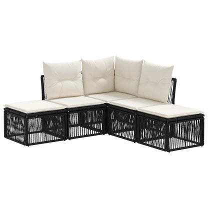 Set Divano da Giardino 5 pcs Nero polyrattan | homemem39