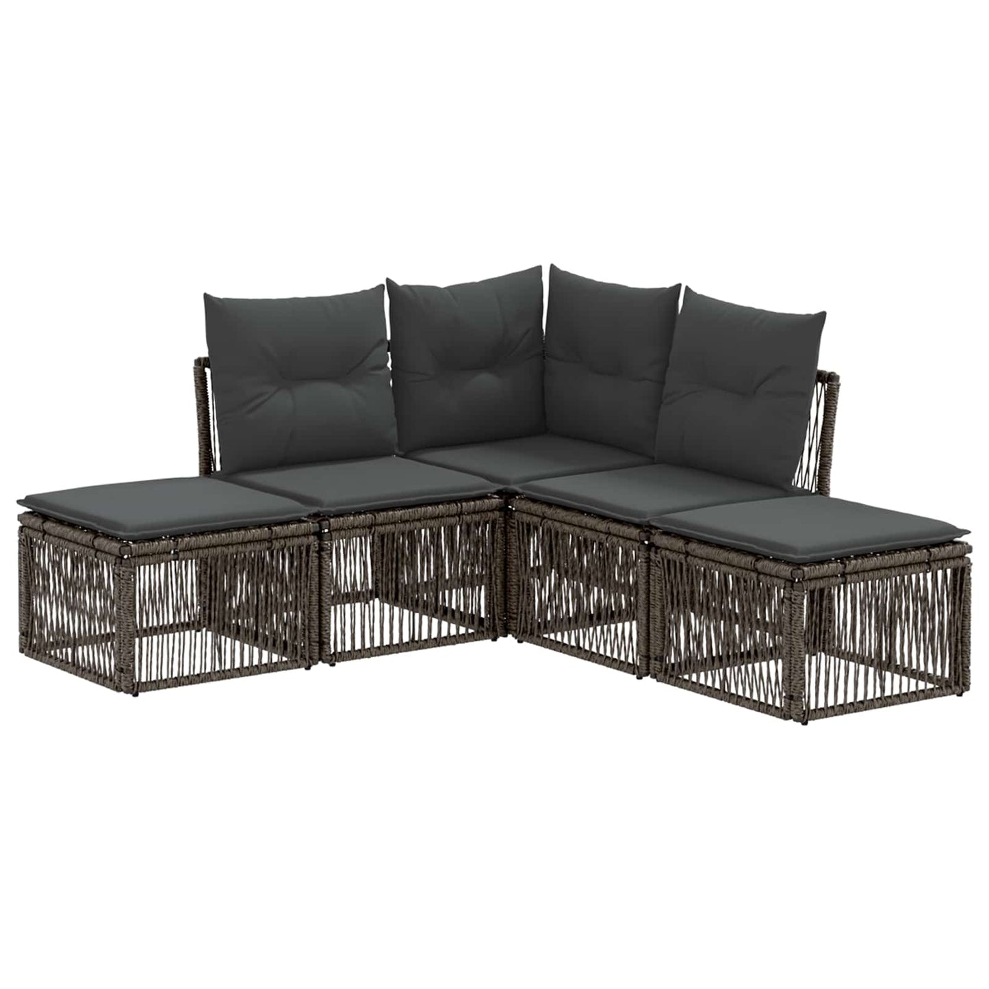 Set Divano da Giardino 5 pcs Grigio polyrattan | homemem39