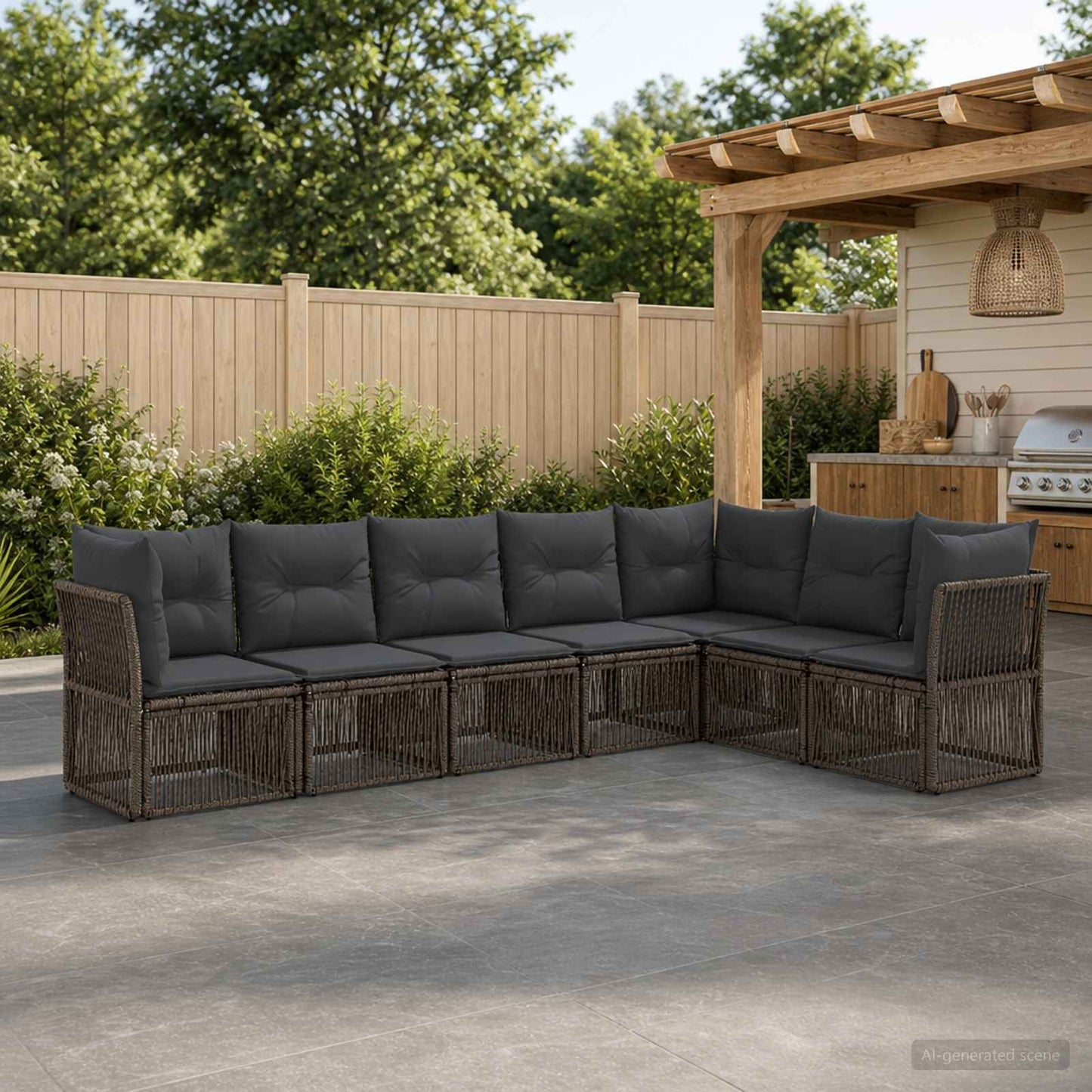 Set Divano da Giardino 7 pcs Grigio polyrattan | homemem39