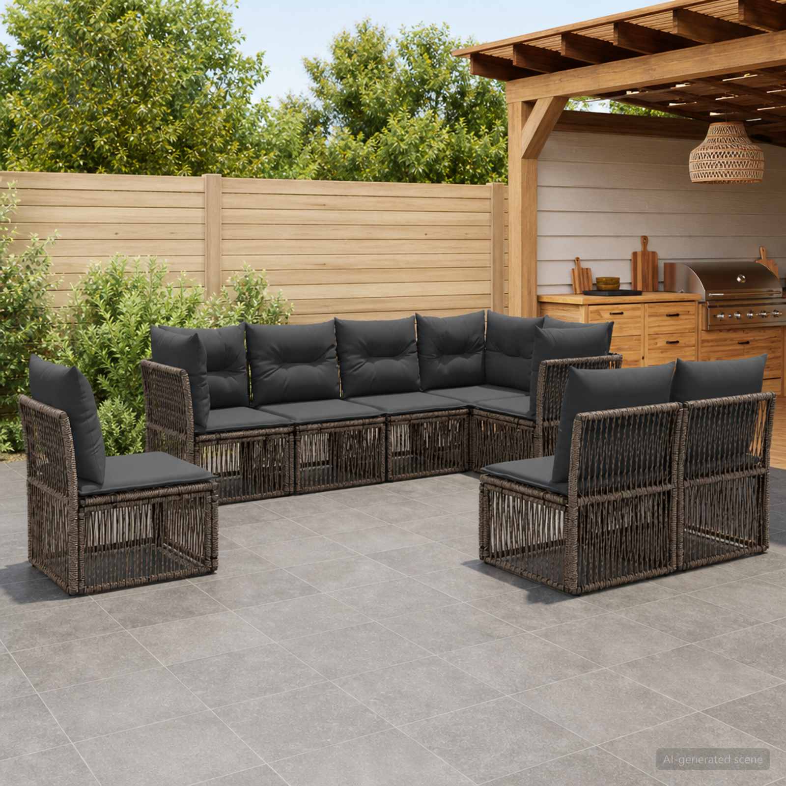 Set Divano da Giardino 8 pcs Grigio polyrattan | homemem39