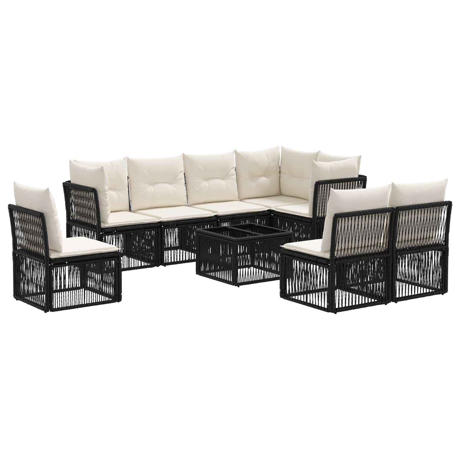 Set Divano da Giardino 9 pcs Nero polyrattan | homemem39