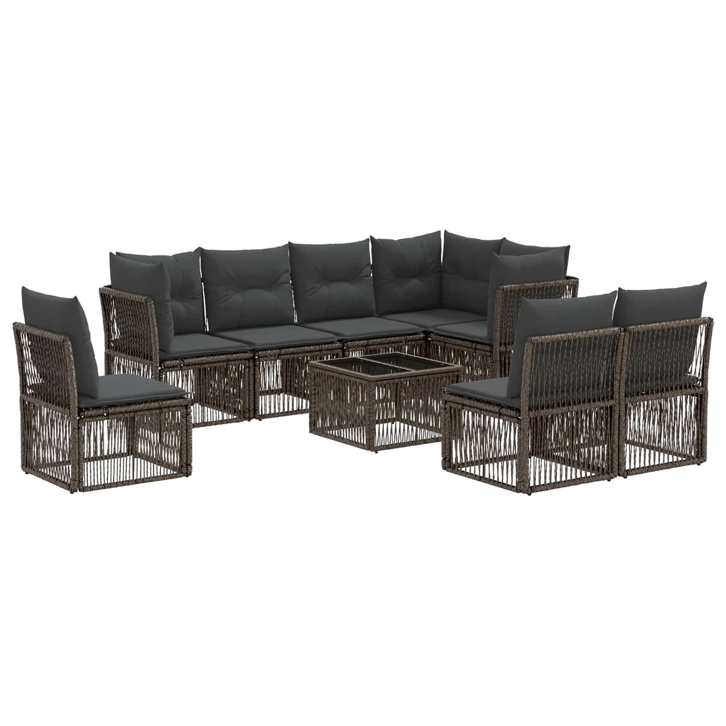 Set Divano da Giardino 9 pcs Grigio polyrattan | homemem39