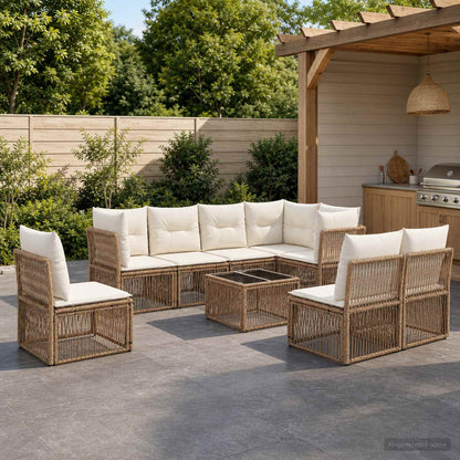 Set Divano da Giardino 9 pcs Beige polyrattan | homemem39