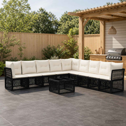 Set Divano da Giardino 10 pcs Nero polyrattan | homemem39