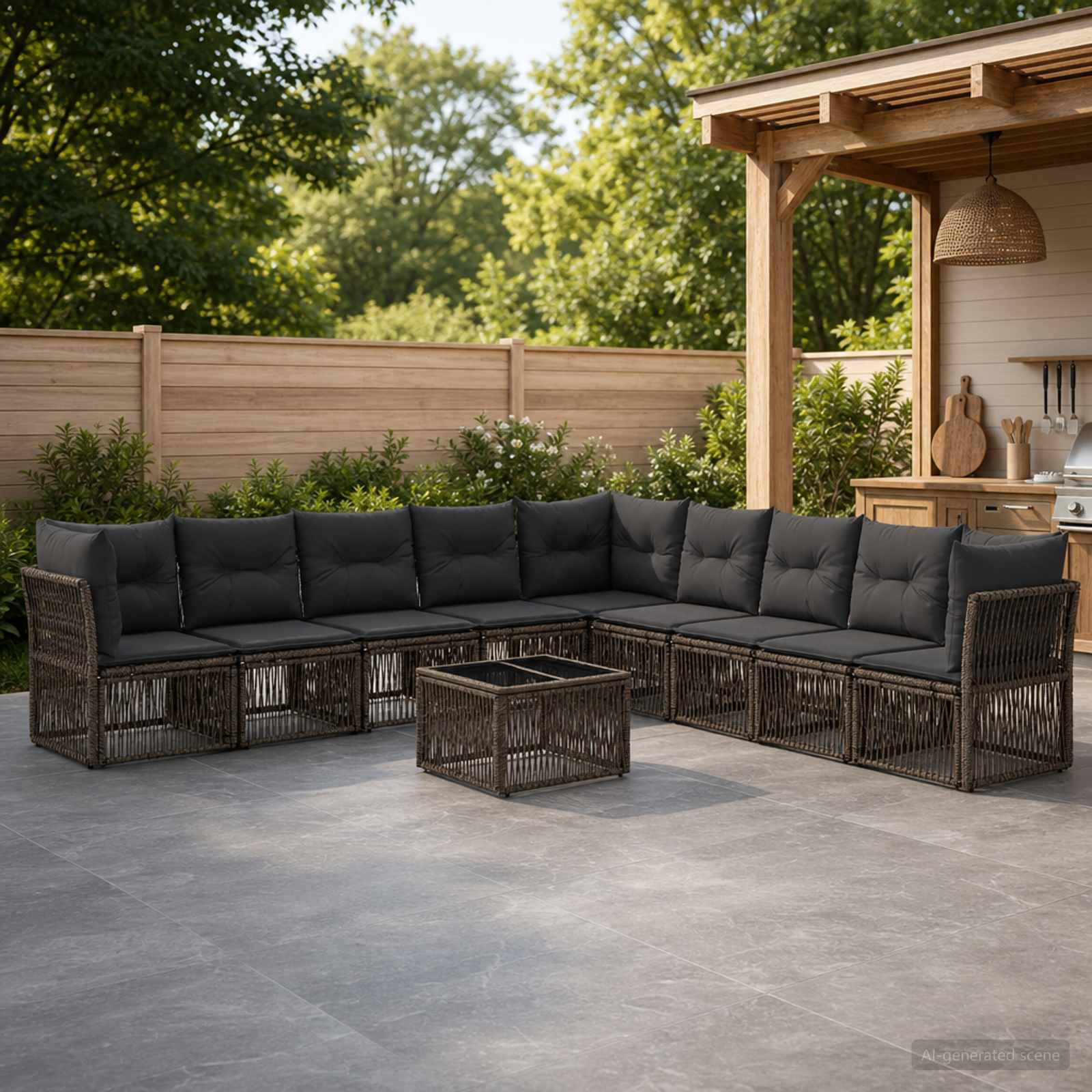 Set Divano da Giardino 10 pcs Grigio polyrattan | homemem39
