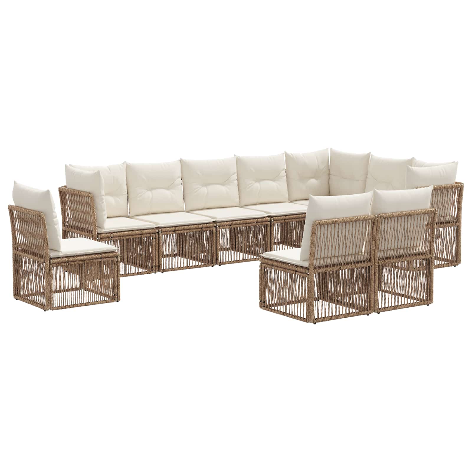 Set Divano da Giardino 10 pcs Beige polyrattan | homemem39
