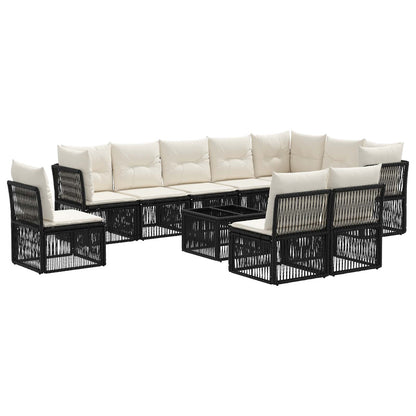 Set Divano da Giardino 11 pcs Nero polyrattan | homemem39
