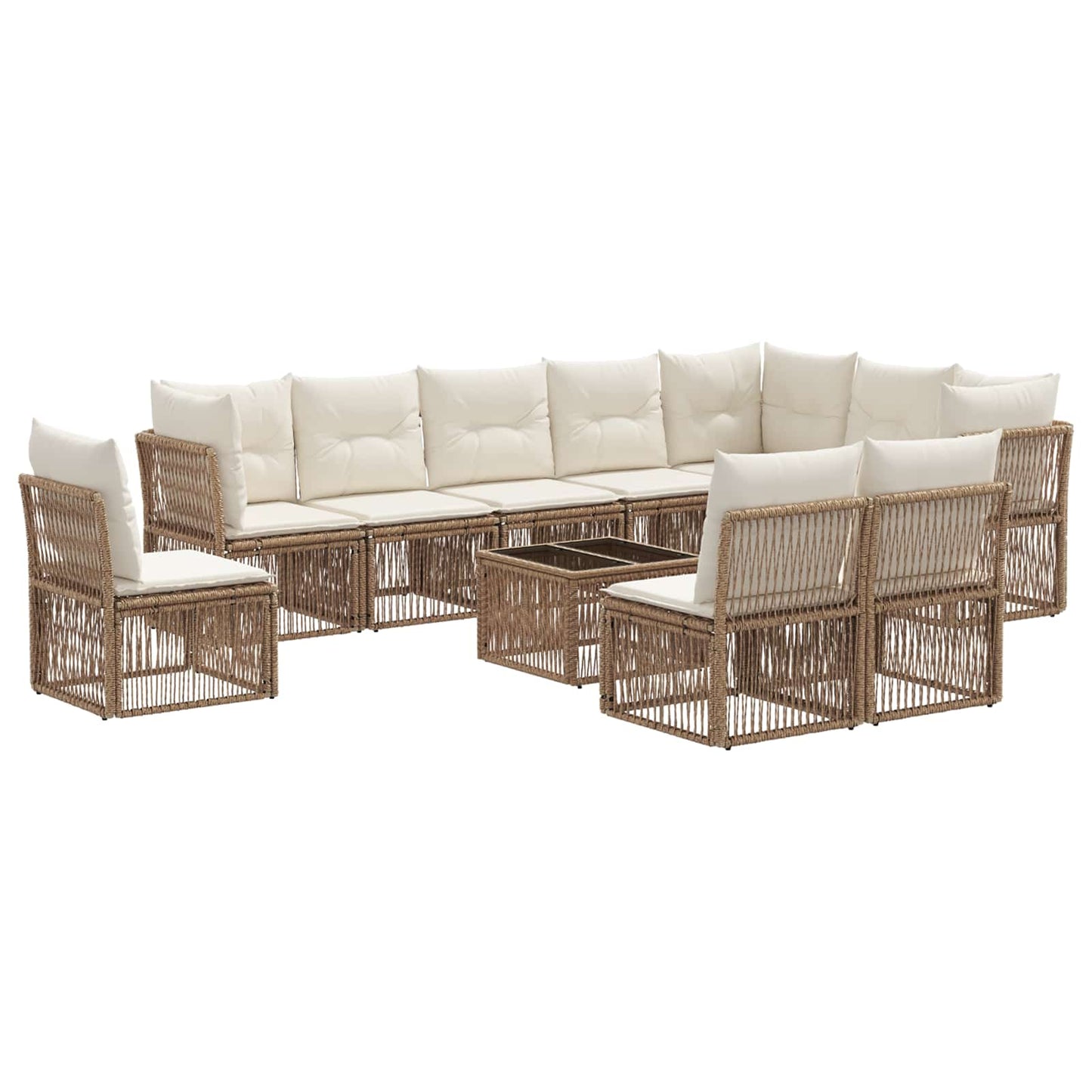 Set Divano da Giardino 11 pcs Beige polyrattan | homemem39