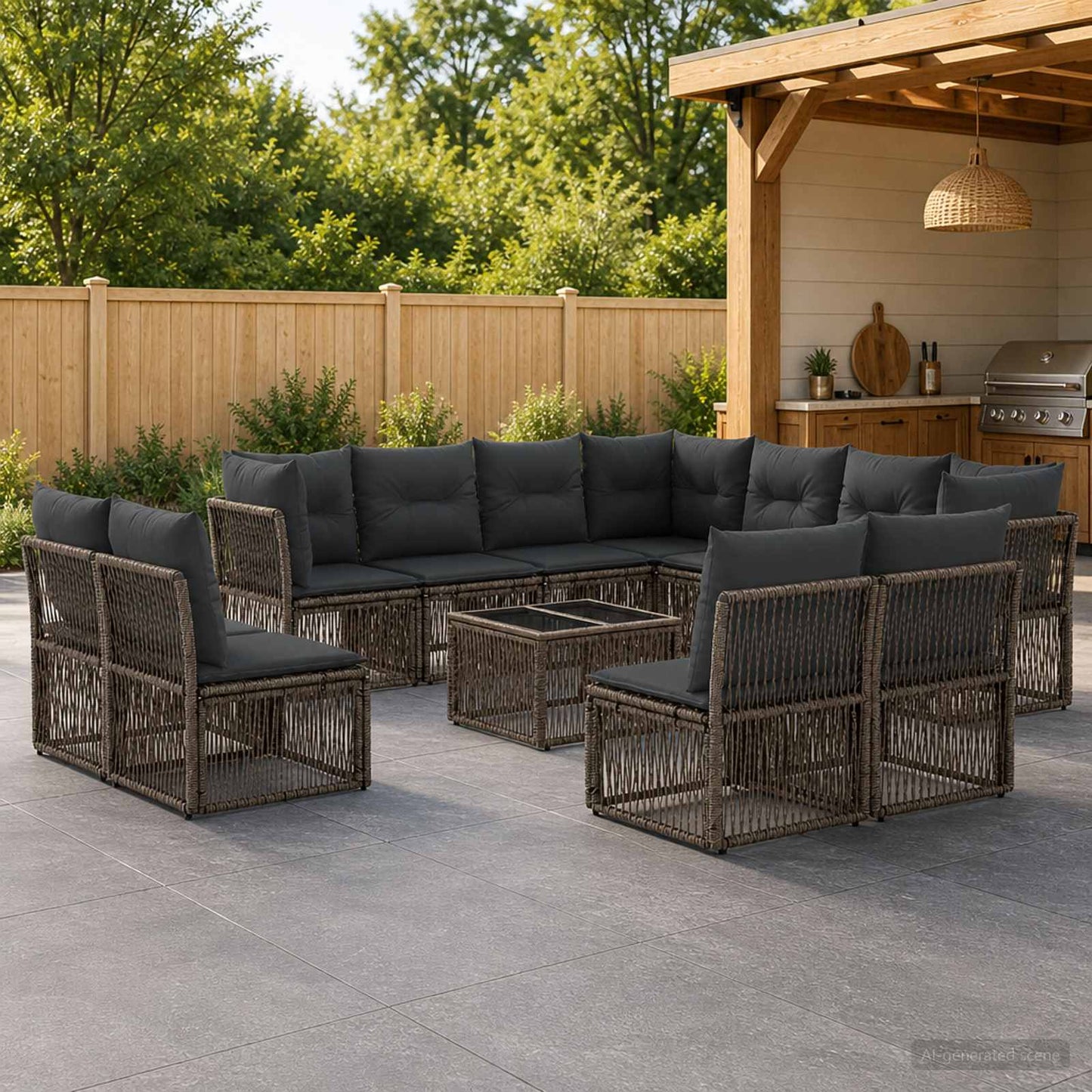 Set Divano da Giardino 12 pcs Grigio polyrattan | homemem39