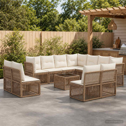 Set Divano da Giardino 12 pcs Beige polyrattan | homemem39