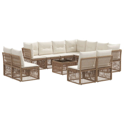 Set Divano da Giardino 12 pcs Beige polyrattan | homemem39