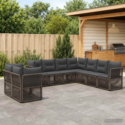 Set Divano da Giardino 9 pcs Grigio polyrattan | homemem39