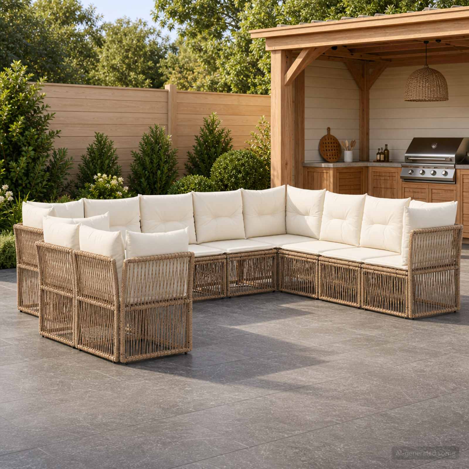 Set Divano da Giardino 10 pcs Beige polyrattan | homemem39