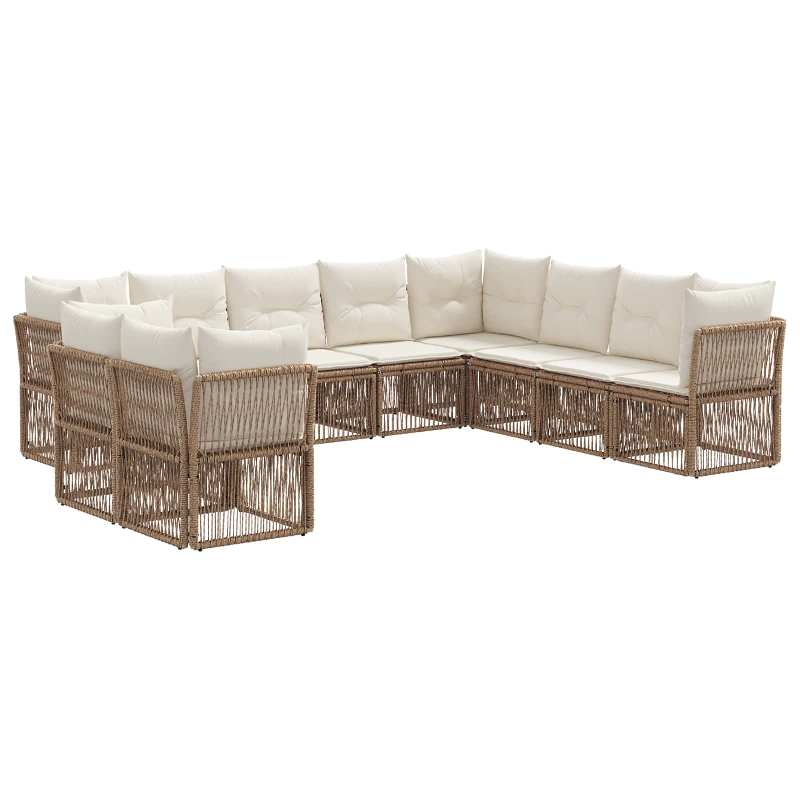 Set Divano da Giardino 10 pcs Beige polyrattan | homemem39