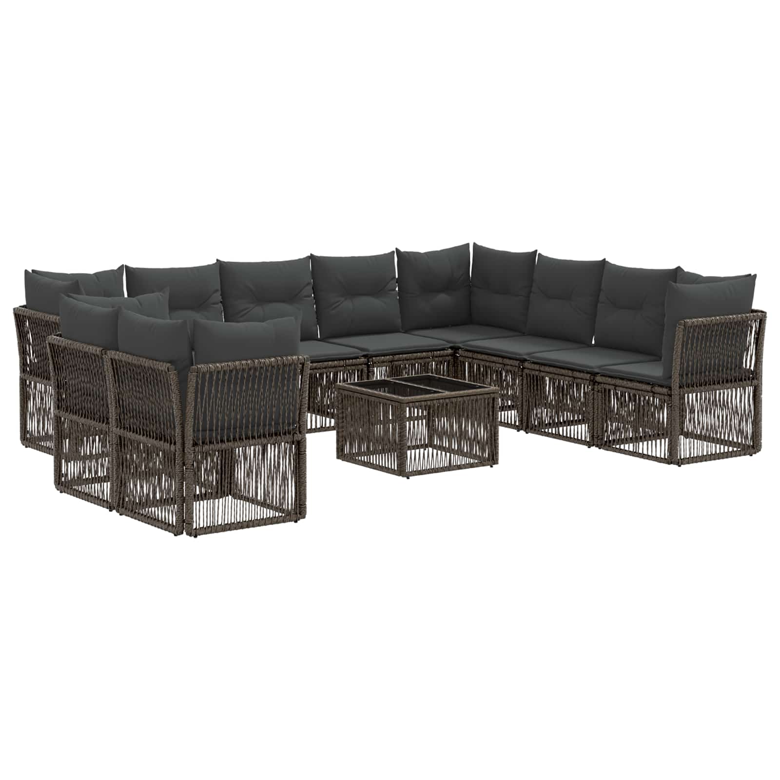 Set Divano da Giardino 11 pcs Grigio polyrattan | homemem39