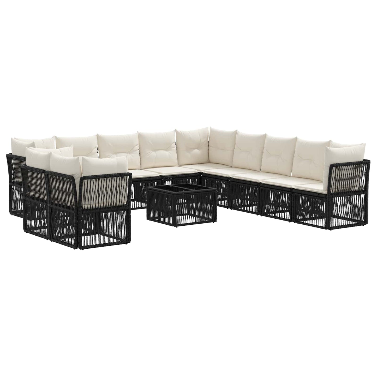 Set Divano da Giardino 12 pcs Nero polyrattan | homemem39