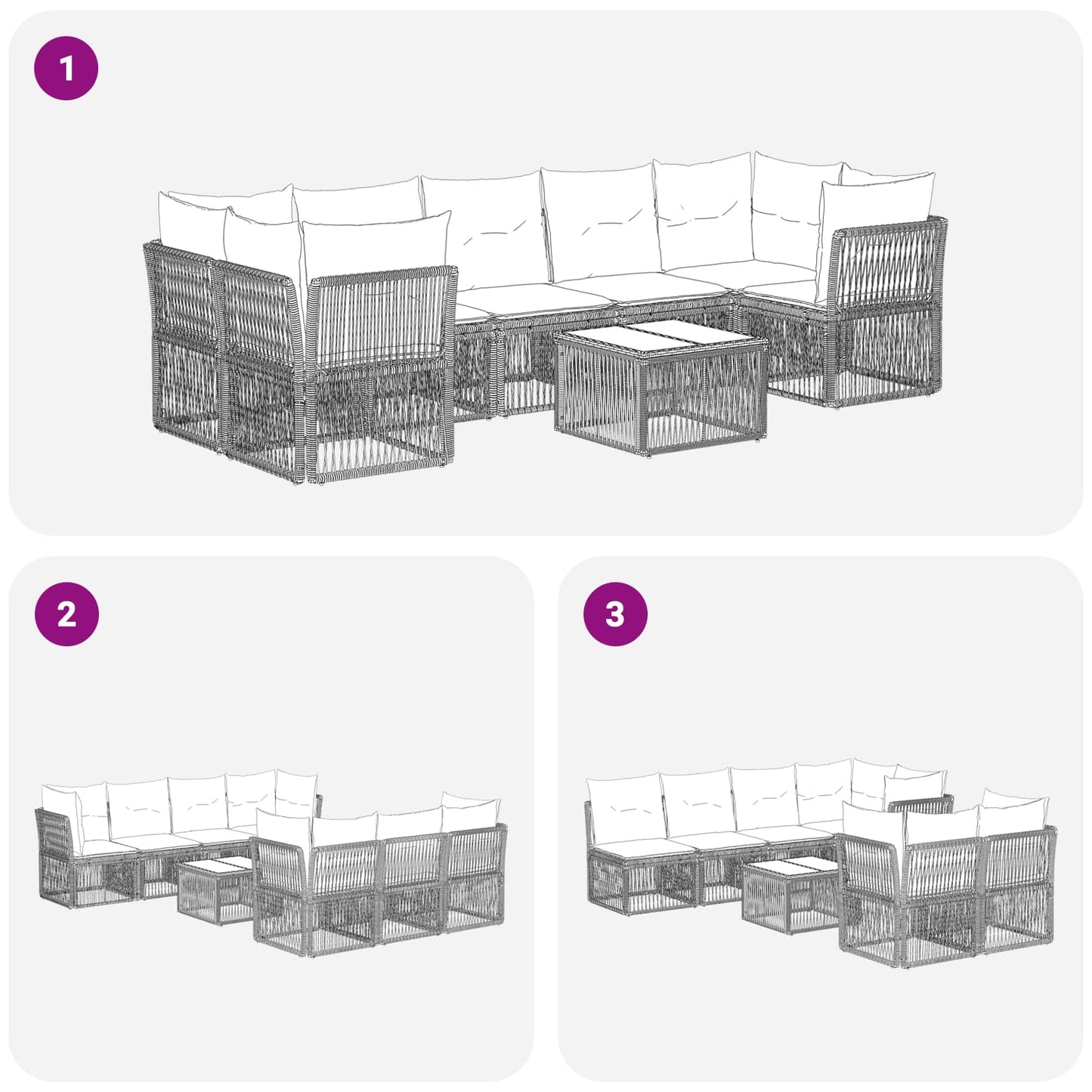 Set Divano da Giardino 12 pcs Nero polyrattan | homemem39
