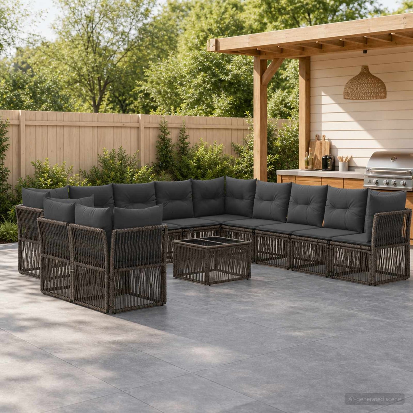 Set Divano da Giardino 12 pcs Grigio polyrattan | homemem39