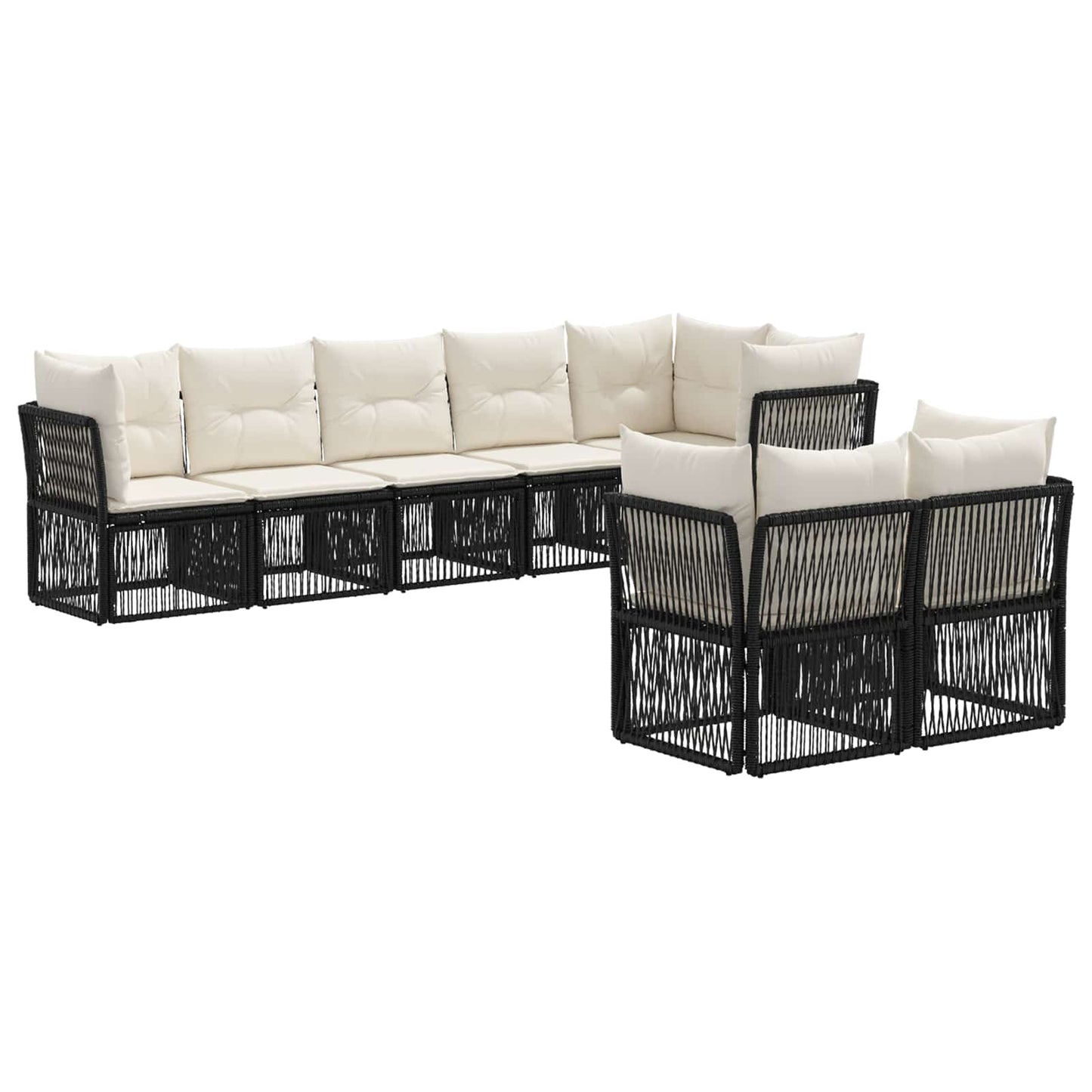 Set Divano da Giardino 8 pcs Nero polyrattan | homemem39