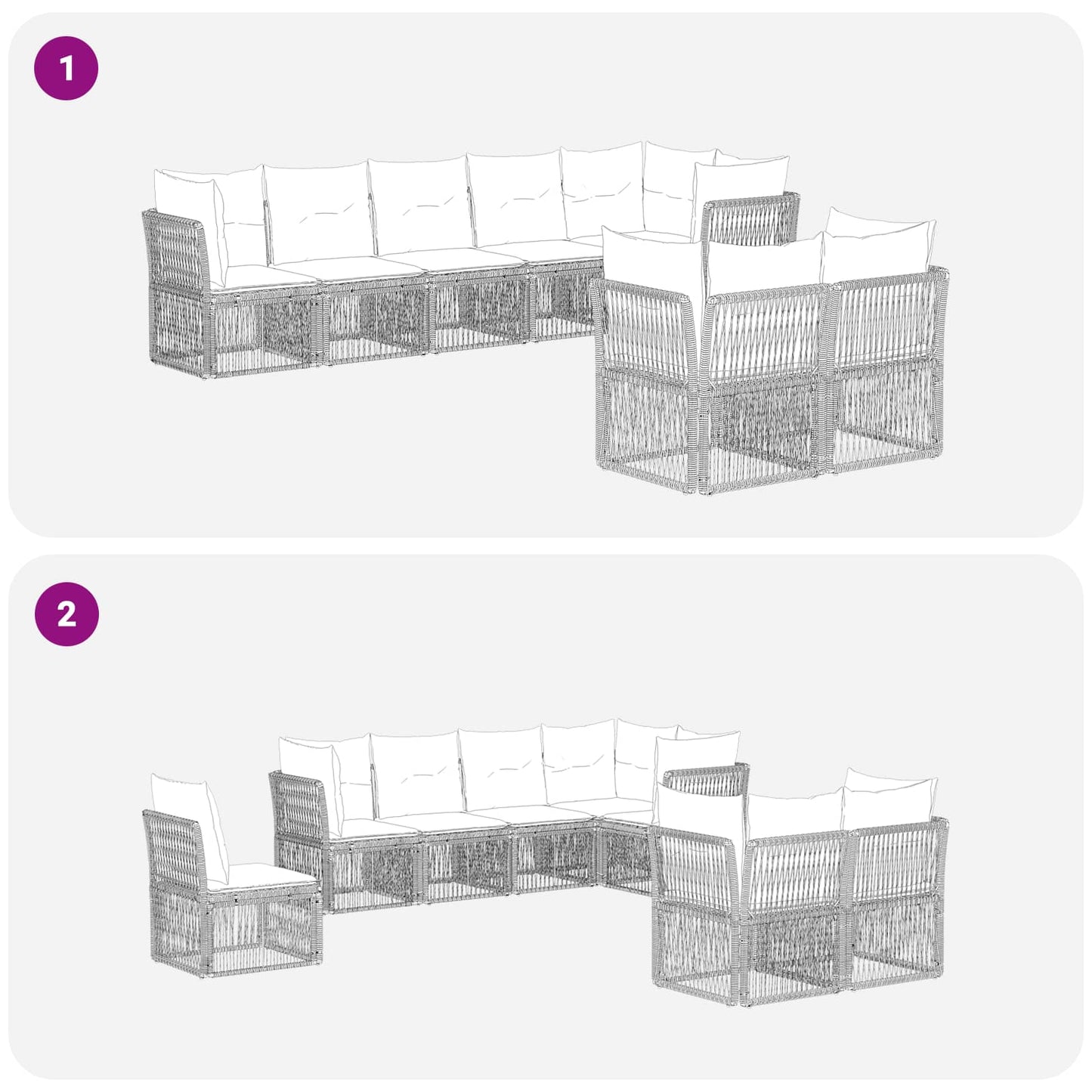 Set Divano da Giardino 8 pcs Nero polyrattan | homemem39