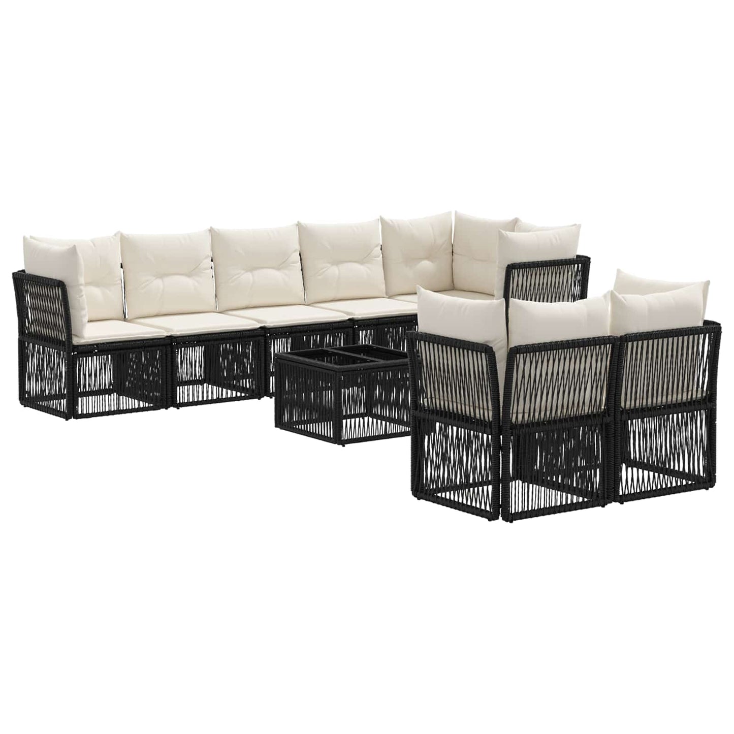Set Divano da Giardino 9 pcs Nero polyrattan | homemem39